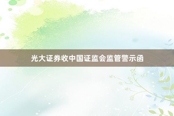 光大证券收中国证监会监管警示函
