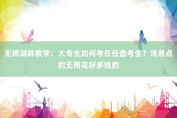 无锡湖畔教学：大专生如何考在任盘考生？浅易点的无用花好多钱的