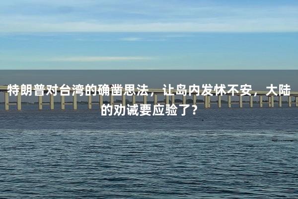 特朗普对台湾的确凿思法，让岛内发怵不安，大陆的劝诫要应验了？