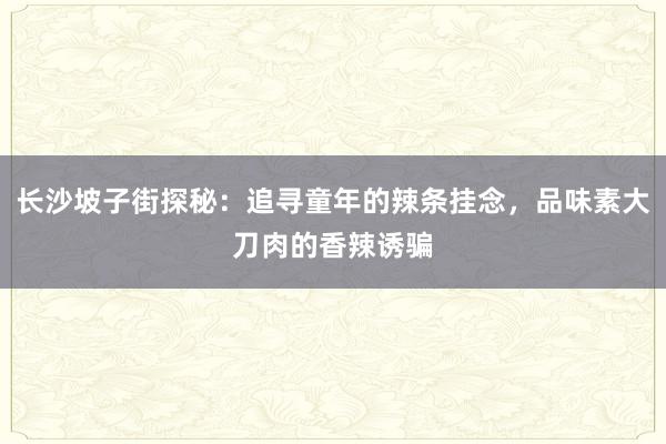 长沙坡子街探秘：追寻童年的辣条挂念，品味素大刀肉的香辣诱骗