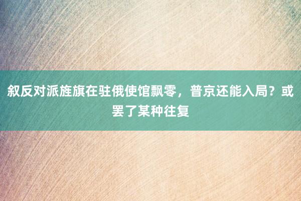 叙反对派旌旗在驻俄使馆飘零，普京还能入局？或罢了某种往复