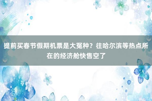 提前买春节假期机票是大冤种？往哈尔滨等热点所在的经济舱快售空了