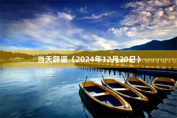 当天辟谣（2024年12月20日）